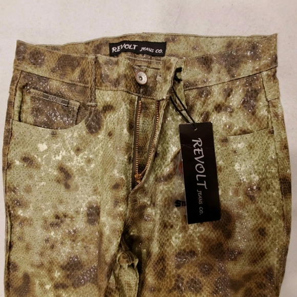 Revolt Jeans Green Snake Skin Bootcut Pants 5/6 - Picture 4 of 7